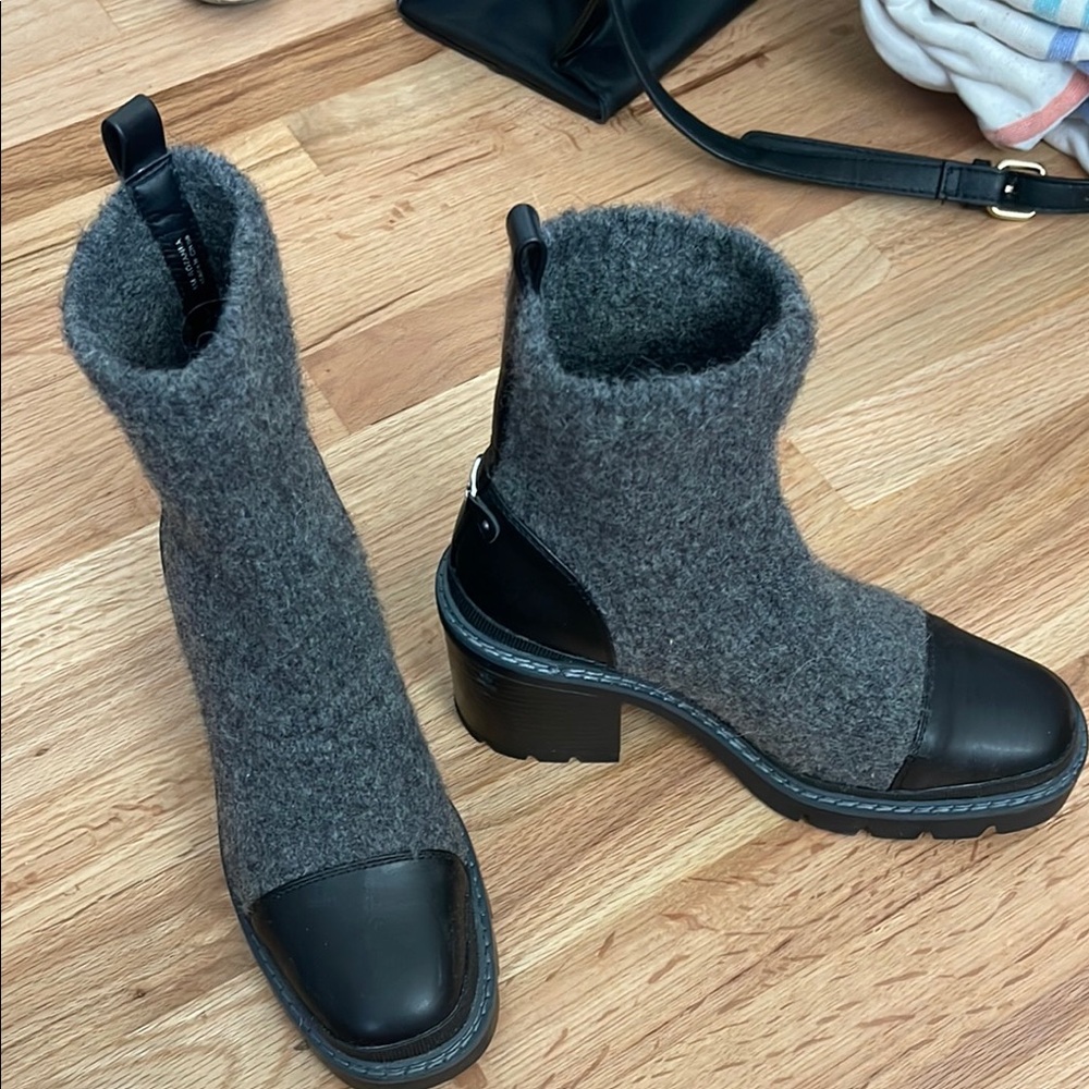 Gray and Black Sock Boots